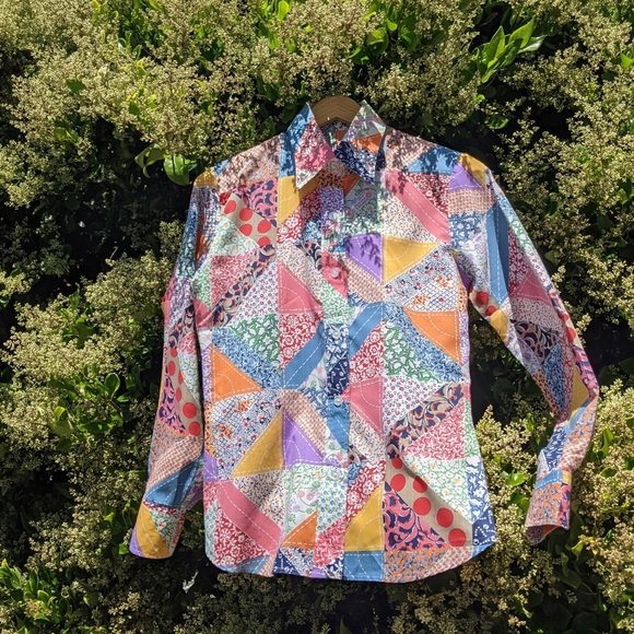 Vintage Tops - Happy Patchwork Vintage Top